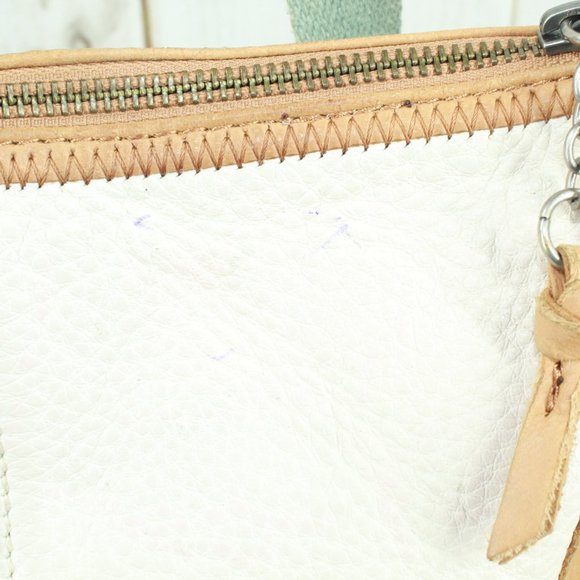 The Sak Women's Cream Tan Pebbled Leather Top Zip Messenger Crossbody Bag - Picture 6 of 13